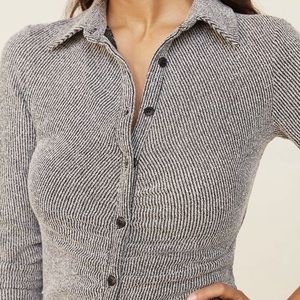 NWT $148 L Anthropologie Gray Knit Button Ruched Dress UO